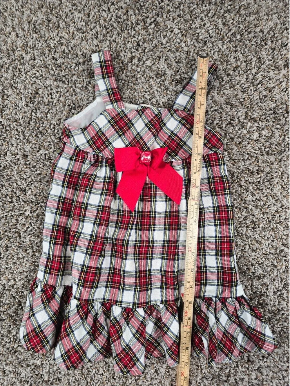 Youngland Girls Sz 3T Sleeveless Dress Black Red Plaid Bow Front
